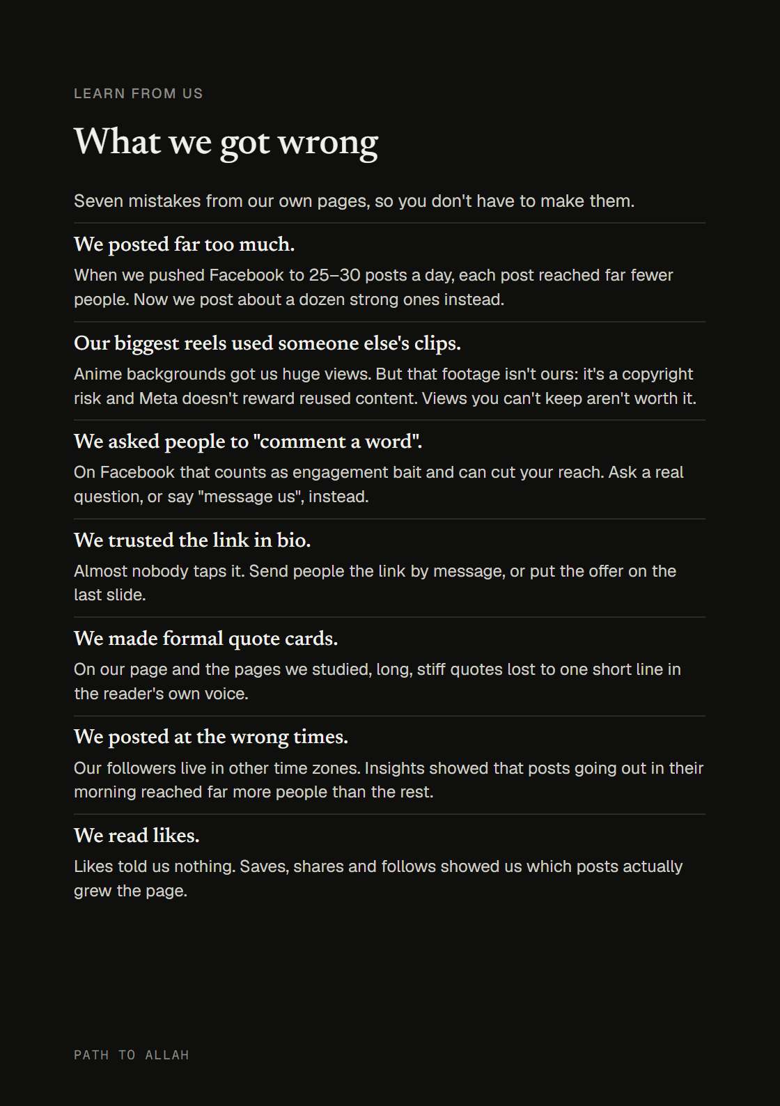 Kit page: What we got wrong